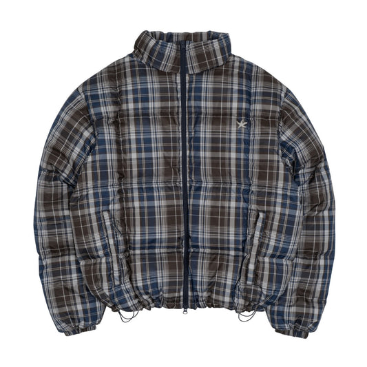 TCM mini logo check puffer jacket (navy)