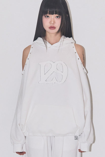 129 Cutout Overfit Hoodie / White