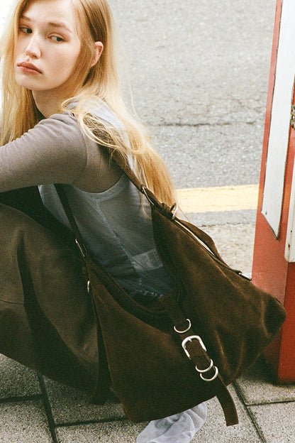 DIDI BELTED BIG BAG(2-WAY) / BROWN SUEDE