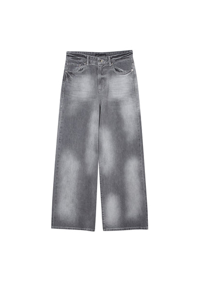 HAND BRUSHED WIDE-LEG DENIM (GREY)