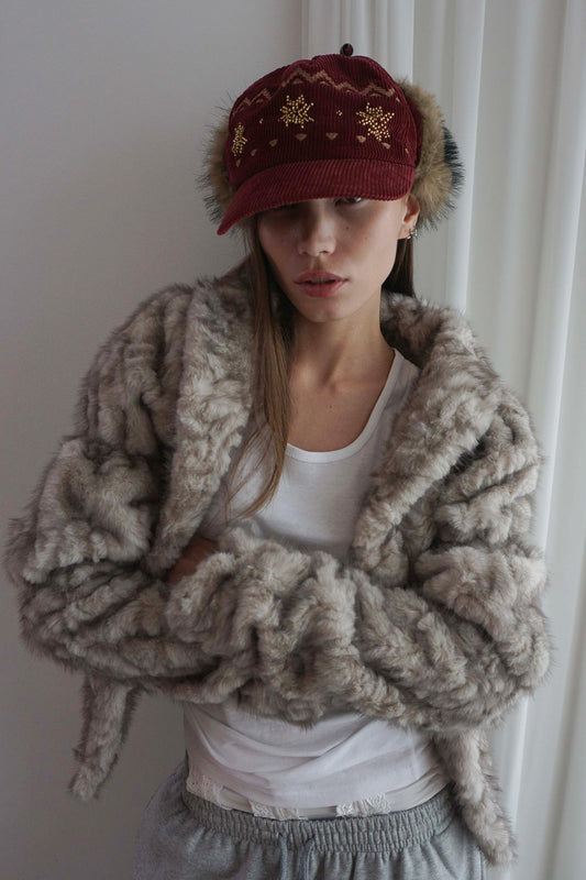 Nordic Corduroy Earflap Cap Burgundy