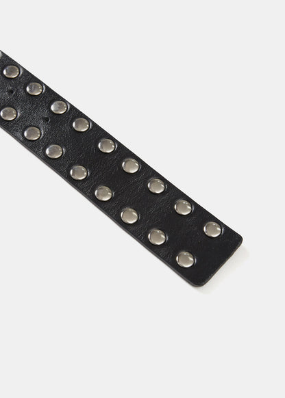 Double Studded Leather Belt / Black
