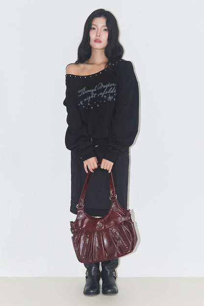 Amber Buckle Shoulder Back Burgundy