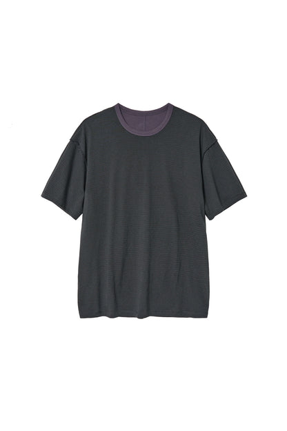 Two Face Stripe Tee 1/2 Purple Charcoal