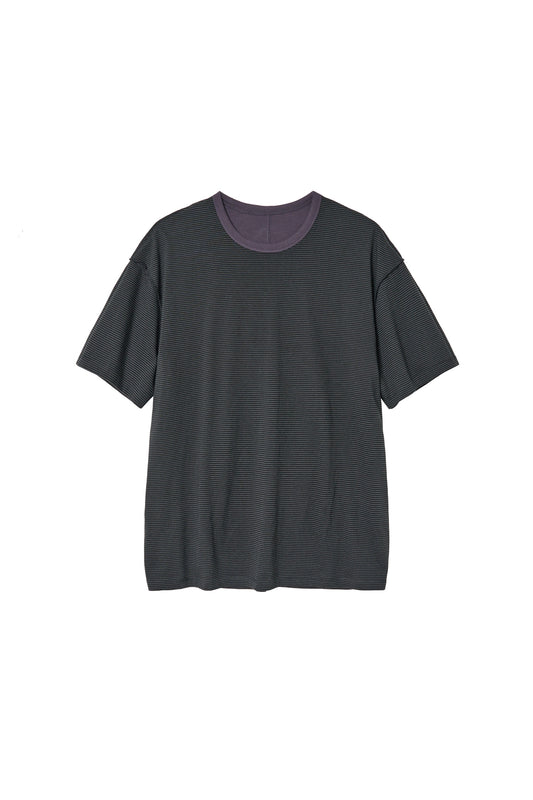 Two Face Stripe Tee 1/2 Purple Charcoal