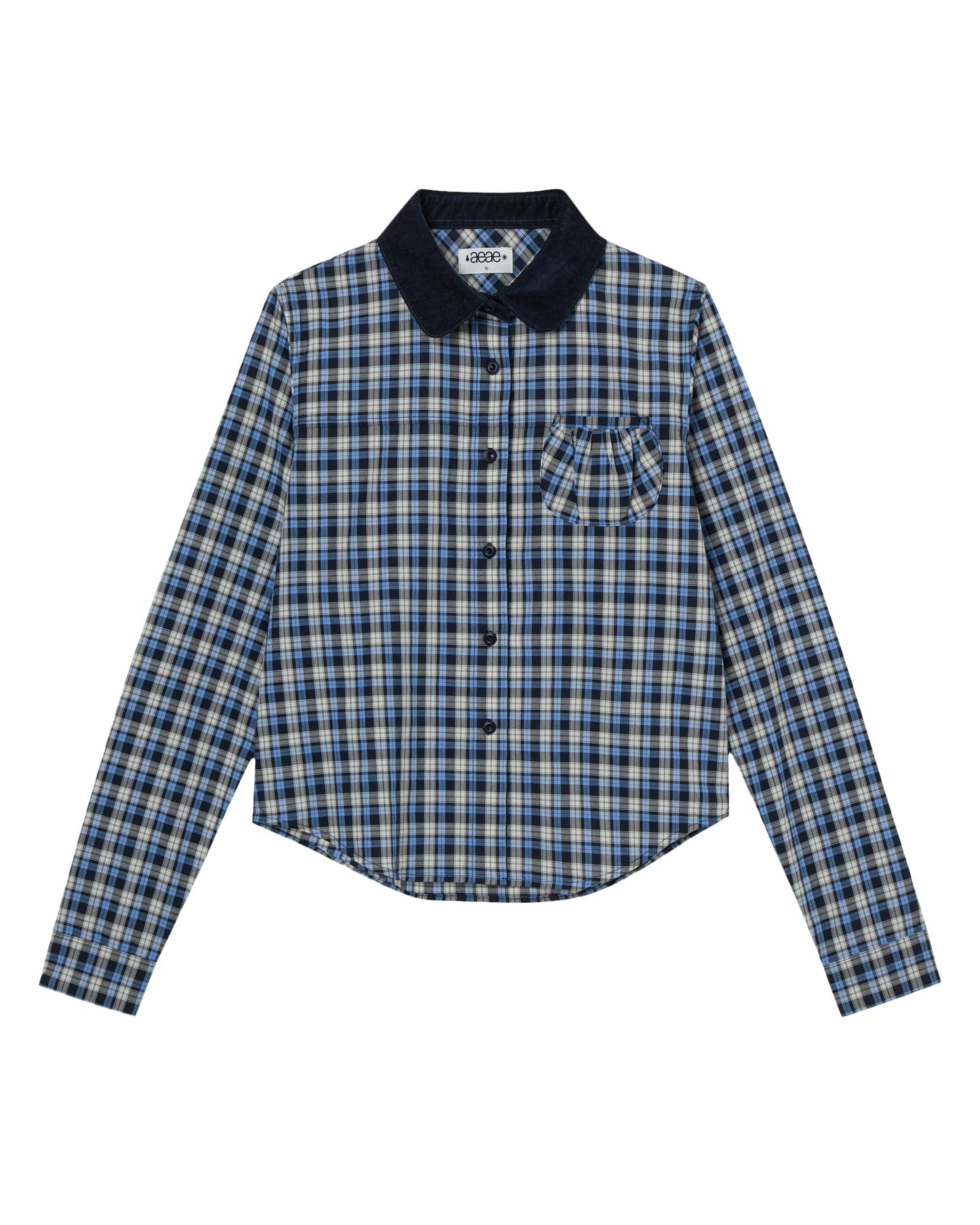 ROUND POCKET CHECK SHIRTS [BLUE]
