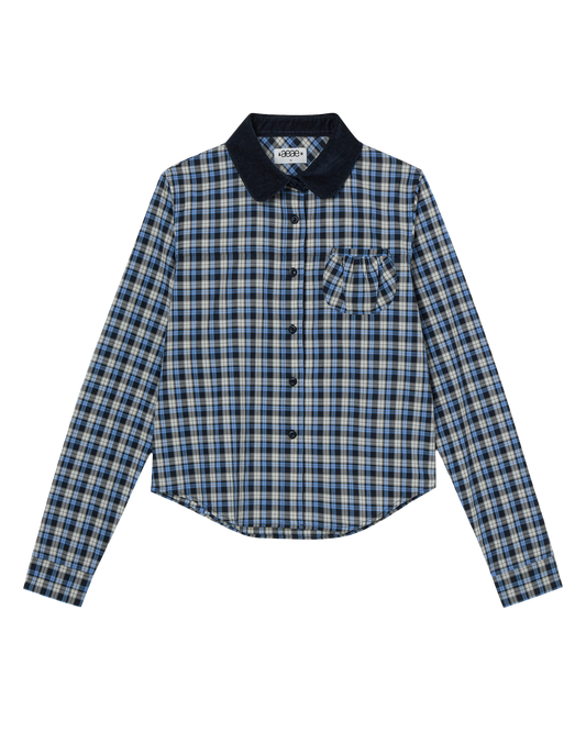 ROUND POCKET CHECK SHIRTS [BLUE]