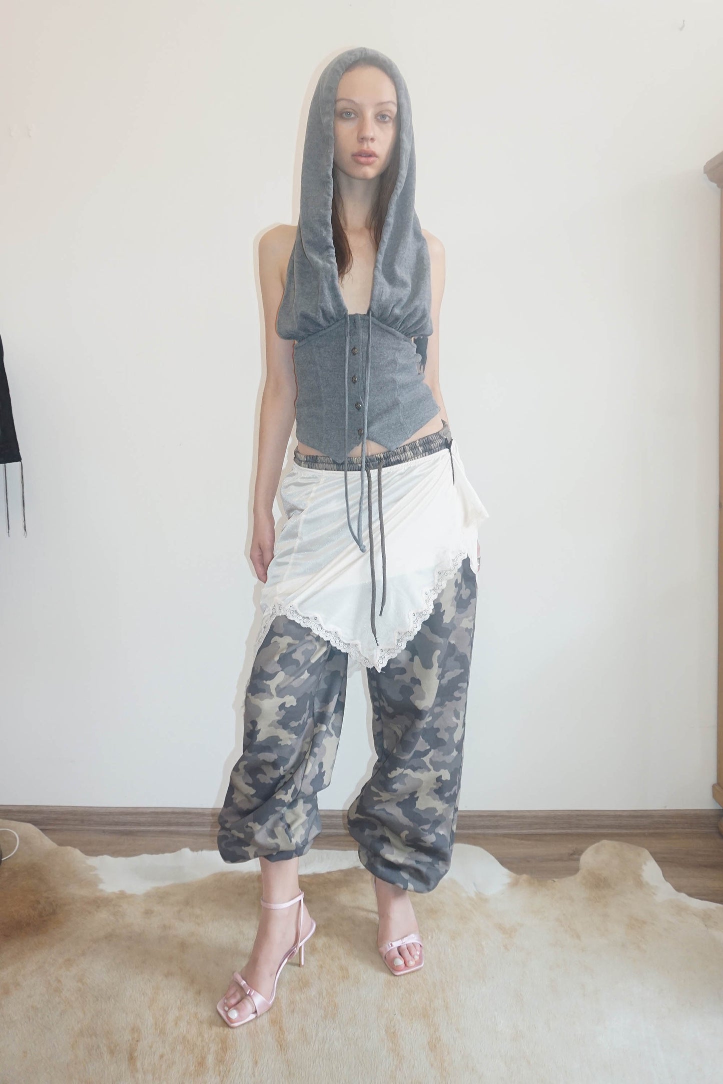 Classic Sleeveless Hoodie Melange Gray