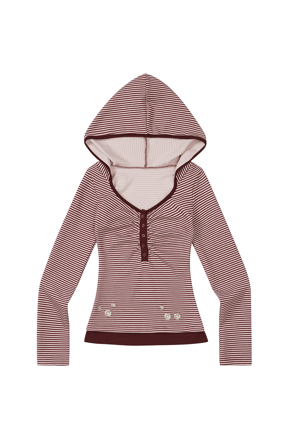Layered Stripe Hoodie / Burgundy