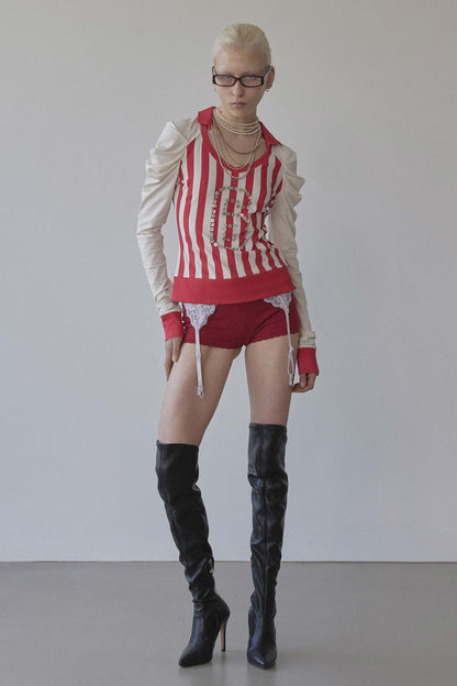 Good Girl Collar Tee Red Stripe
