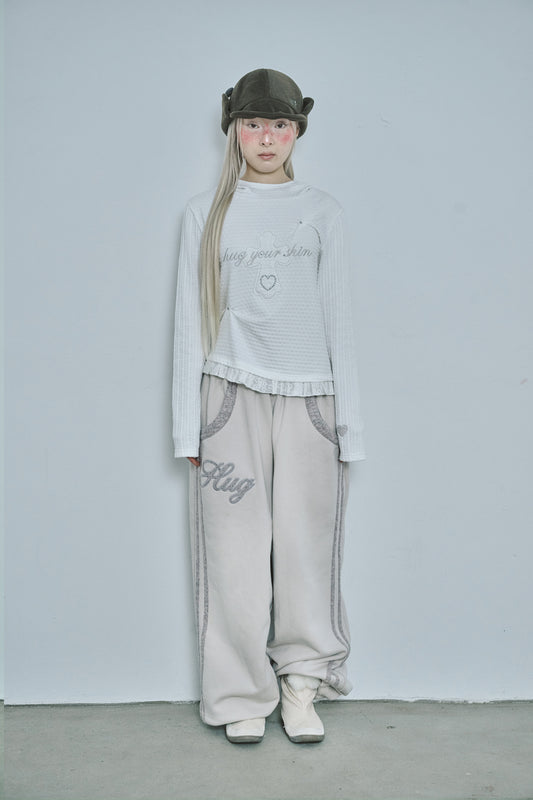 Lace cross patch hoodie (White)