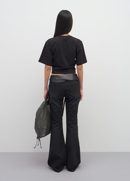 SPRAY WASHED BOOT-CUT DENIM (BLACK)