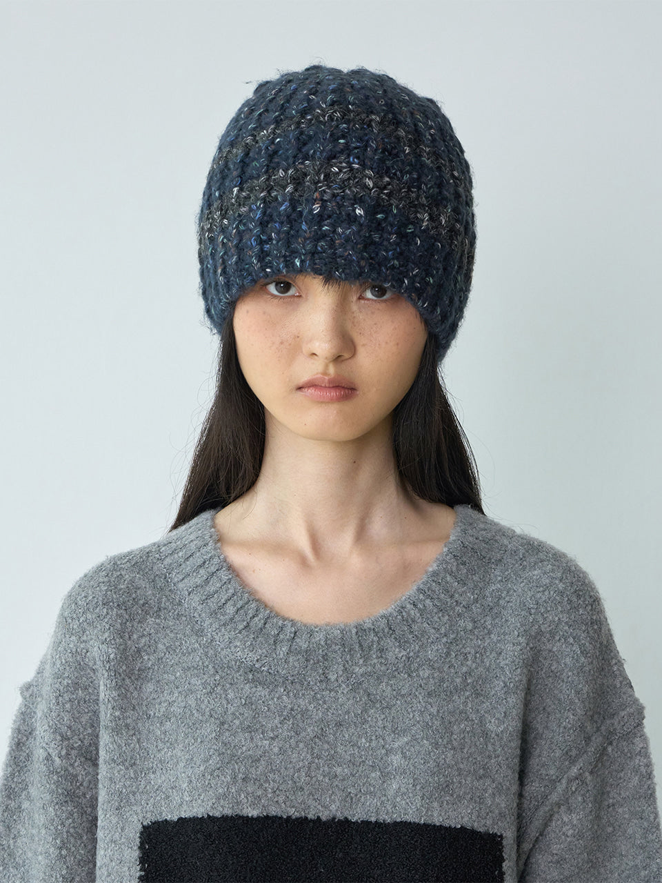 Bold Stripe Beanie [Navy]