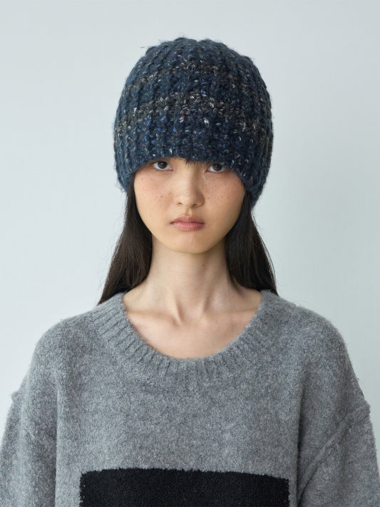 Bold Stripe Beanie [Navy]