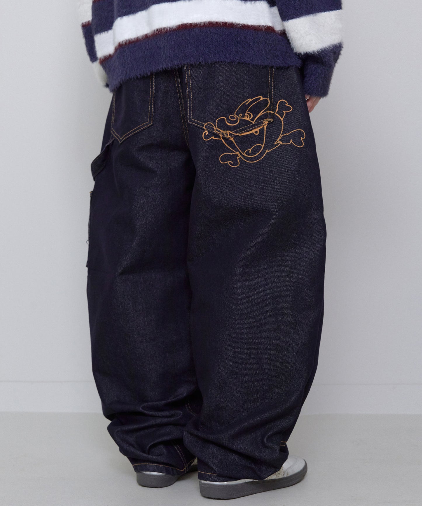 BONE DOG DOUBLE KNEE PANTS [RAW INDIGO]