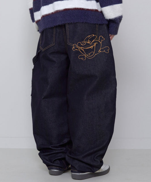 BONE DOG DOUBLE KNEE PANTS [RAW INDIGO]