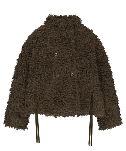 HAIRY FUR JACKET BROWN