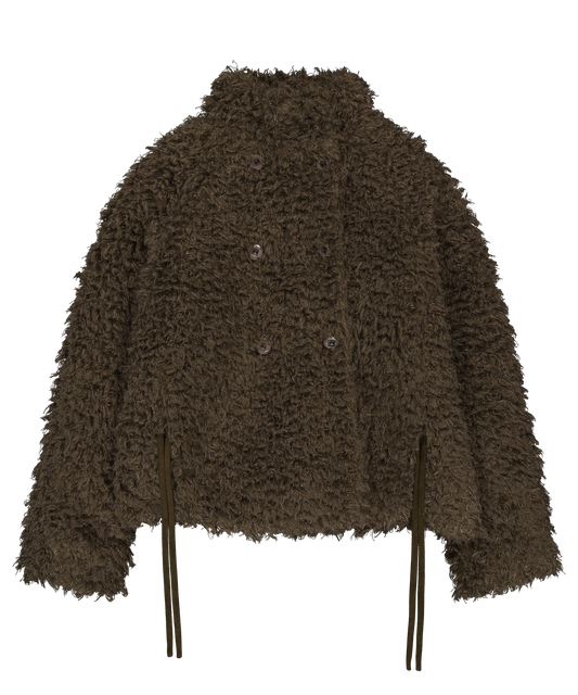 HAIRY FUR JACKET BROWN