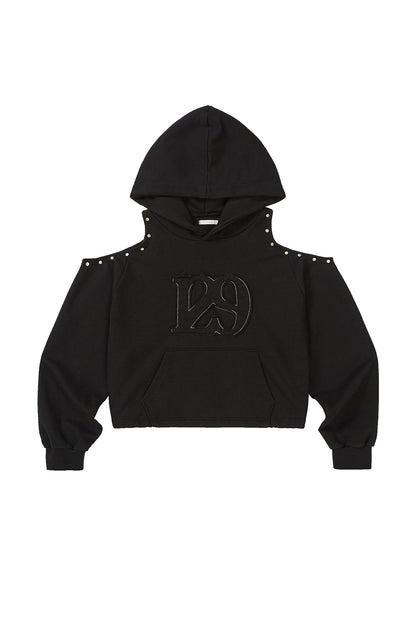 129 Cutout Overfit Hoodie / Black