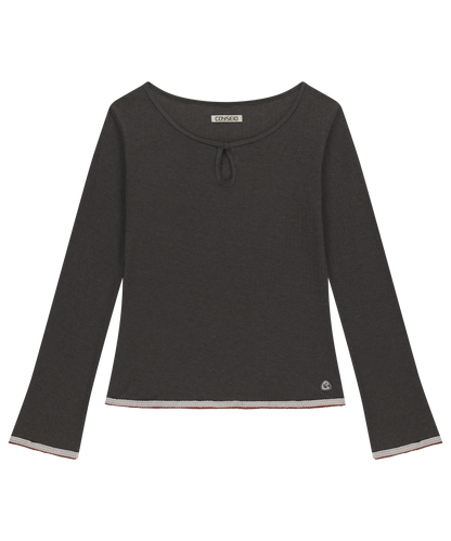 EYELET LACE LONGSLEEVES ASH BROWN