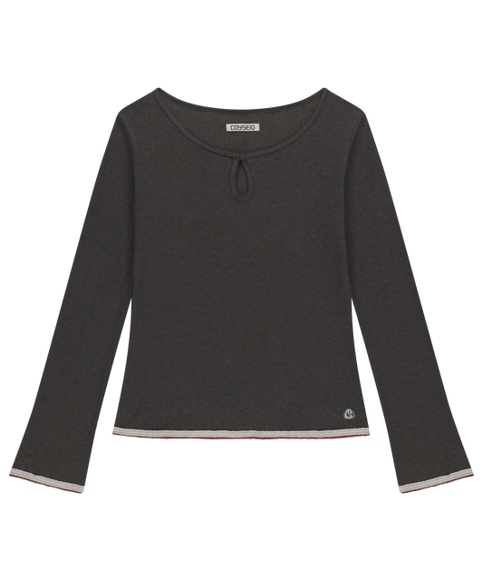 EYELET LACE LONGSLEEVES ASH BROWN