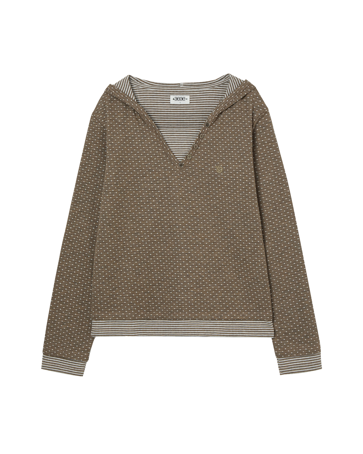 HOODED HENLEY NECK TEE [KHAKI]