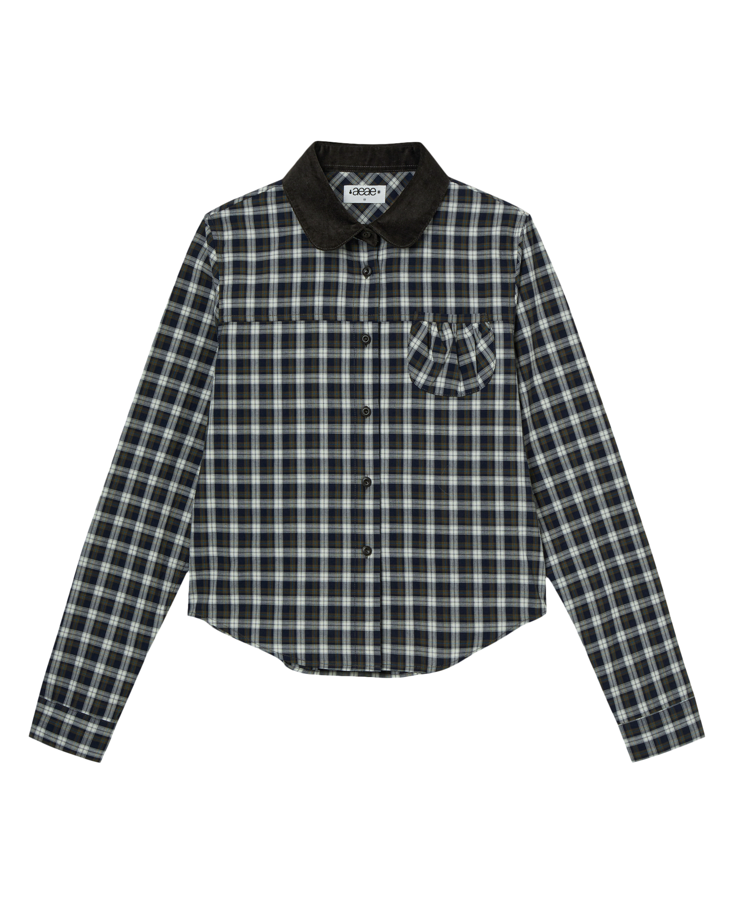 ROUND POCKET CHECK SHIRTS [BLACK]