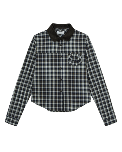 ROUND POCKET CHECK SHIRTS [BLACK]