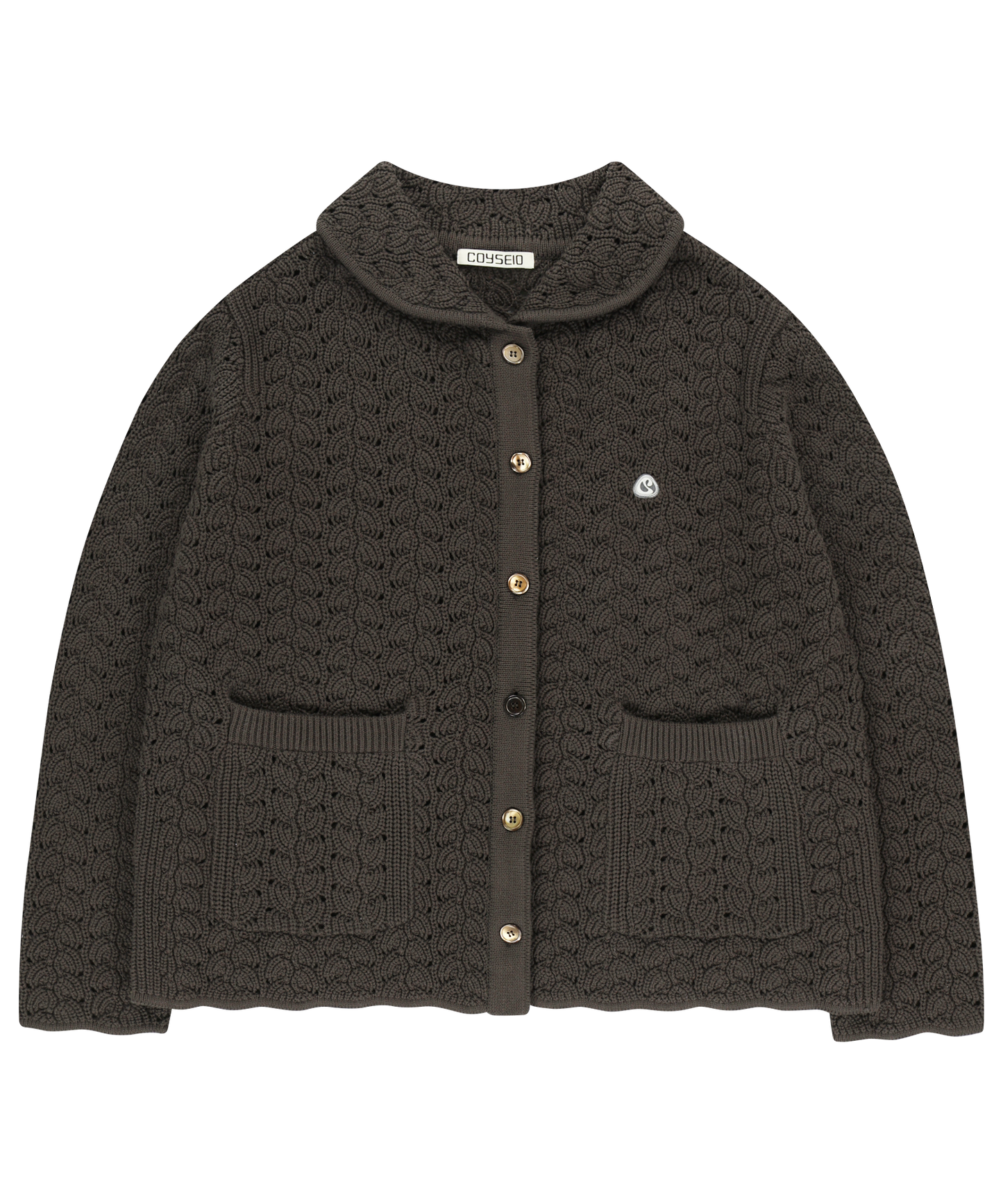 WAVE KNIT CARDIGAN DARK BROWN 
