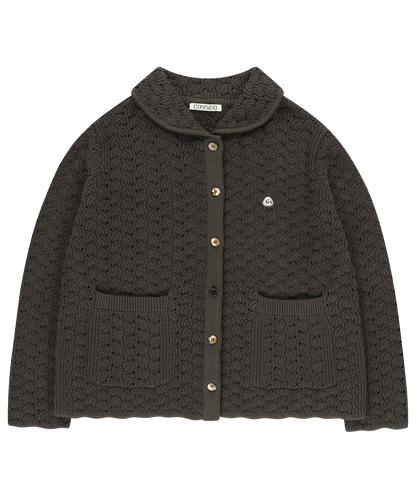 WAVE KNIT CARDIGAN DARK BROWN 