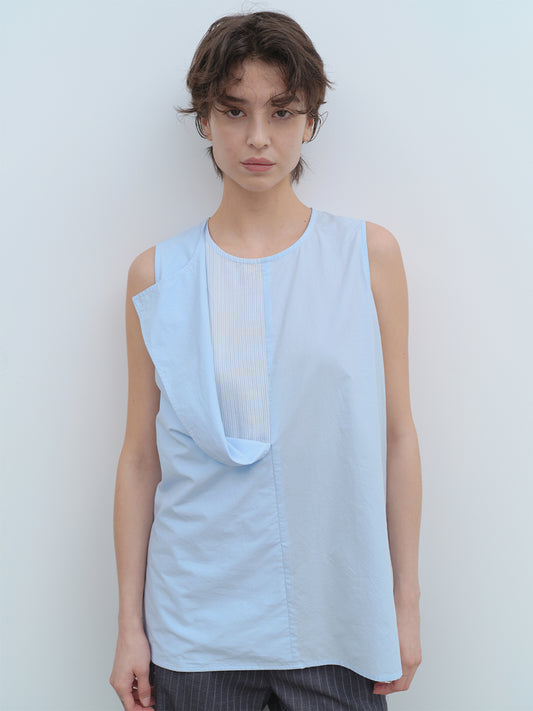 Double Layer Sleeveless Shirts [Sky Blue]