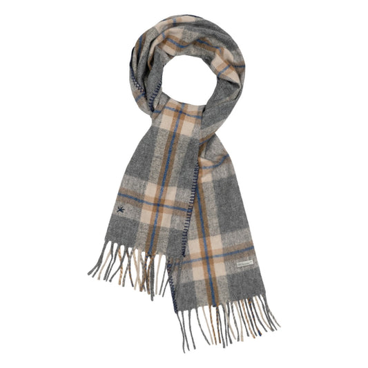 TCM mini logo check muffler (grey/blue)