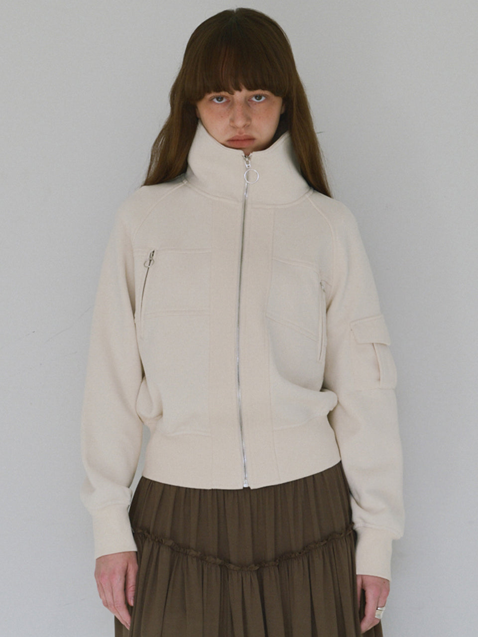 Jersey Short Bomber Jacket [Ecru]