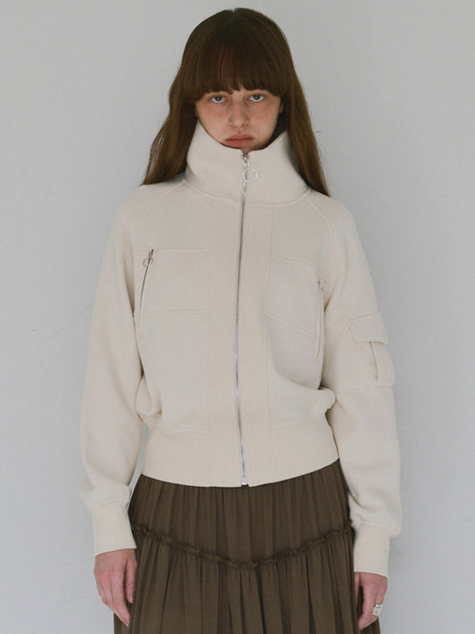 Jersey Short Bomber Jacket [Ecru]