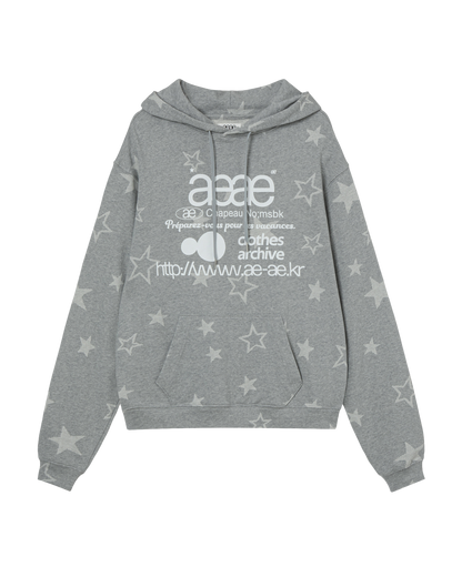 WEB LOGO STAR LOOSED HOODIE [GREY]