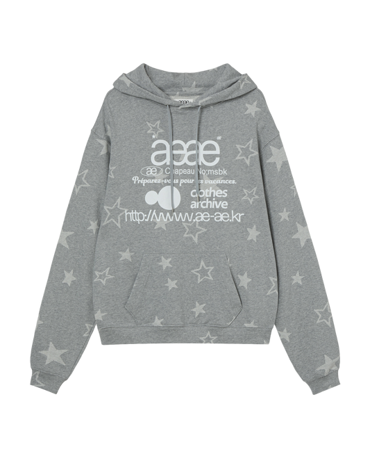 WEB LOGO STAR LOOSED HOODIE [GREY]
