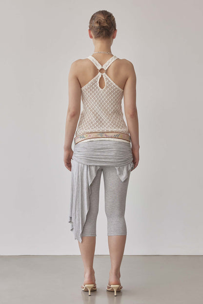 Asymmetric Skirt Leggings Melange Gray