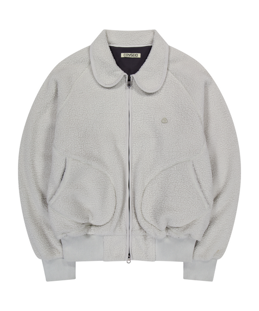 ROUND COLLAR FLEECE JACKET LIGHT GRAY