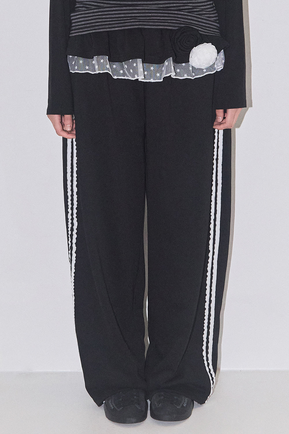 Bloom Ruffle Lace Sweatpants / Black