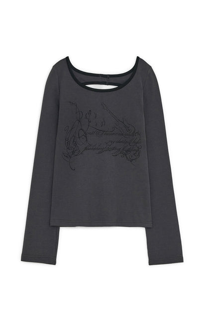 Slit button printed top (Charcoal)