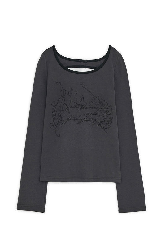 Slit button printed top (Charcoal)