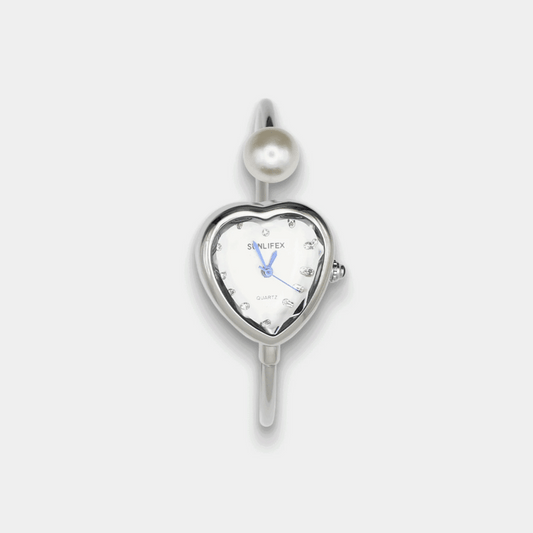 Pearl Heart Bangle Watch