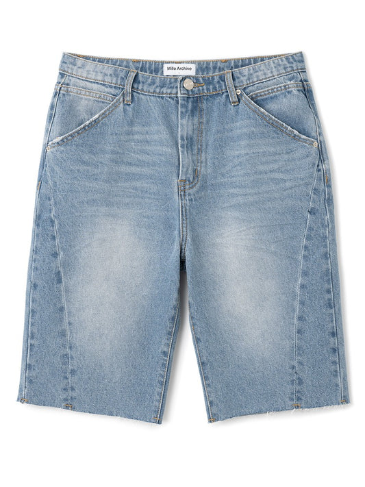Slim Straight Fit Half Denim Pants [Light Blue]