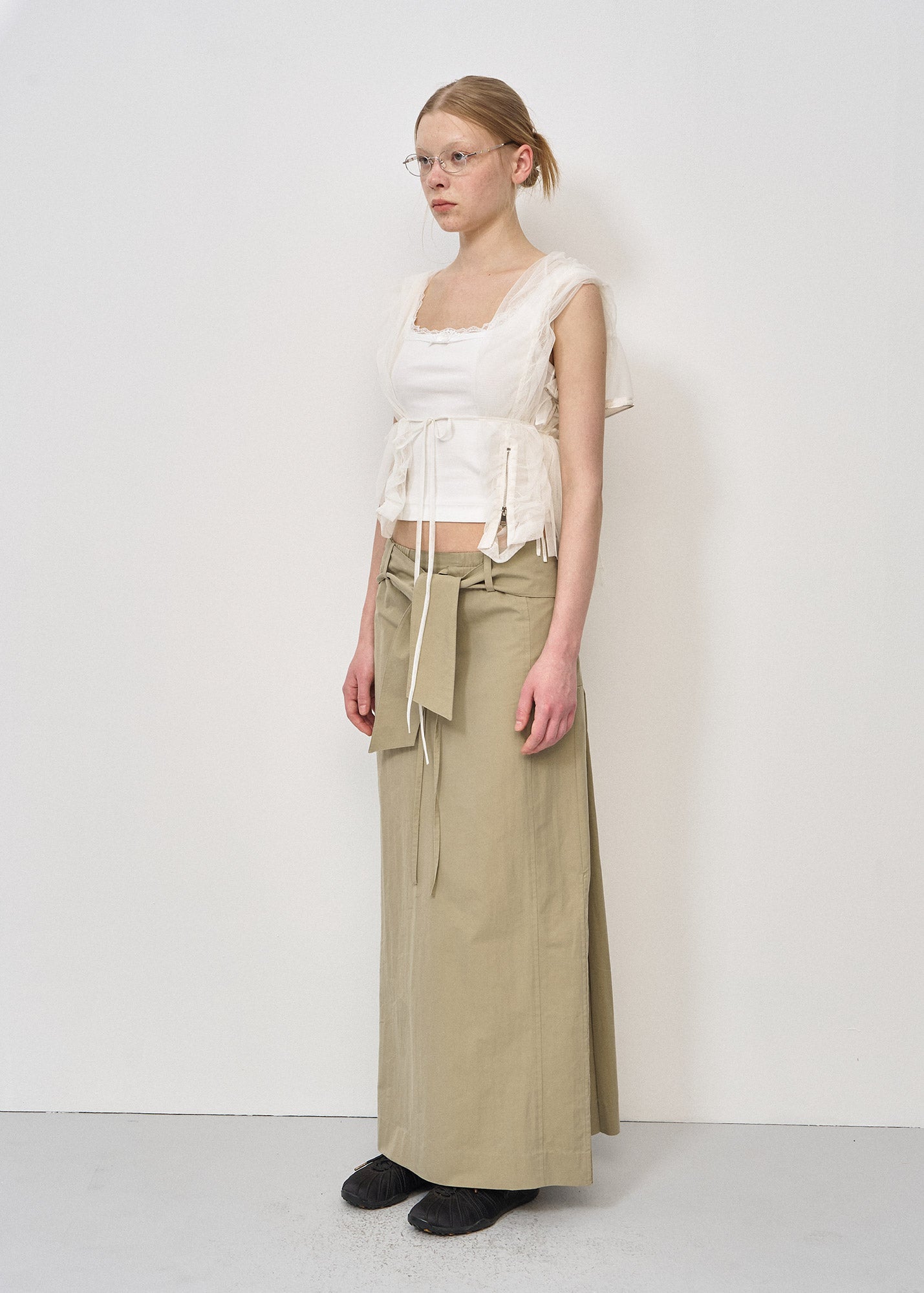 KNOT-DETAIL LONG SKIRT / 2 Color