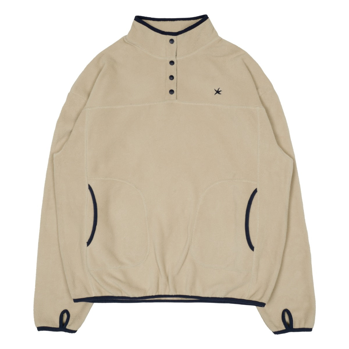 TCM half button fleece pullover (beige)