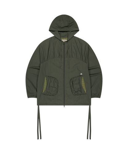 CHECK WRINKLES WIND BREAKER OLIVE