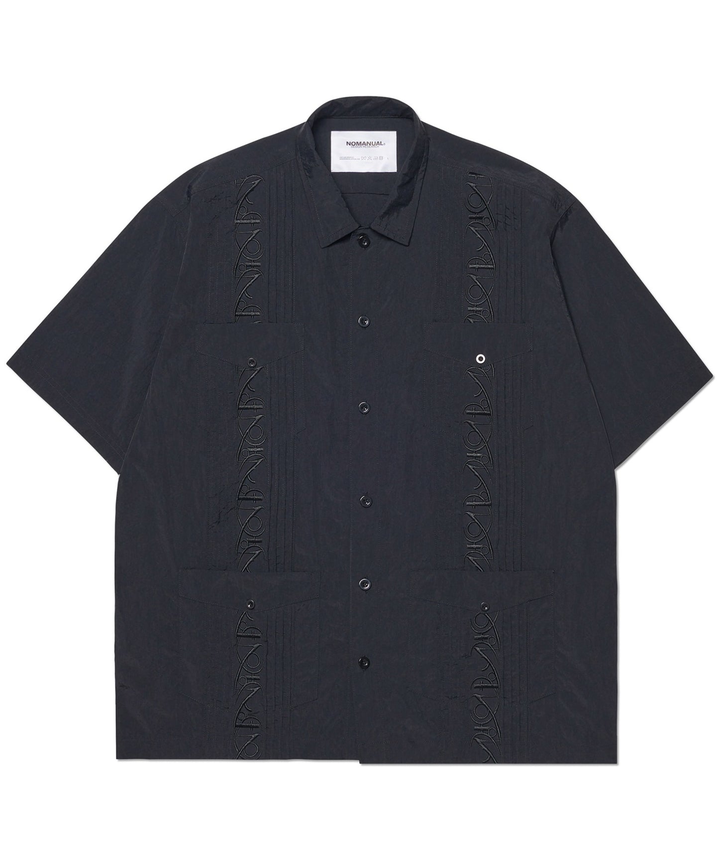 NM GUAYABERA HALF SLEEVE SHIRT - BLACK