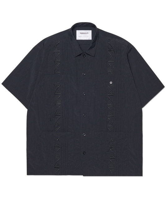 NM GUAYABERA HALF SLEEVE SHIRT - BLACK