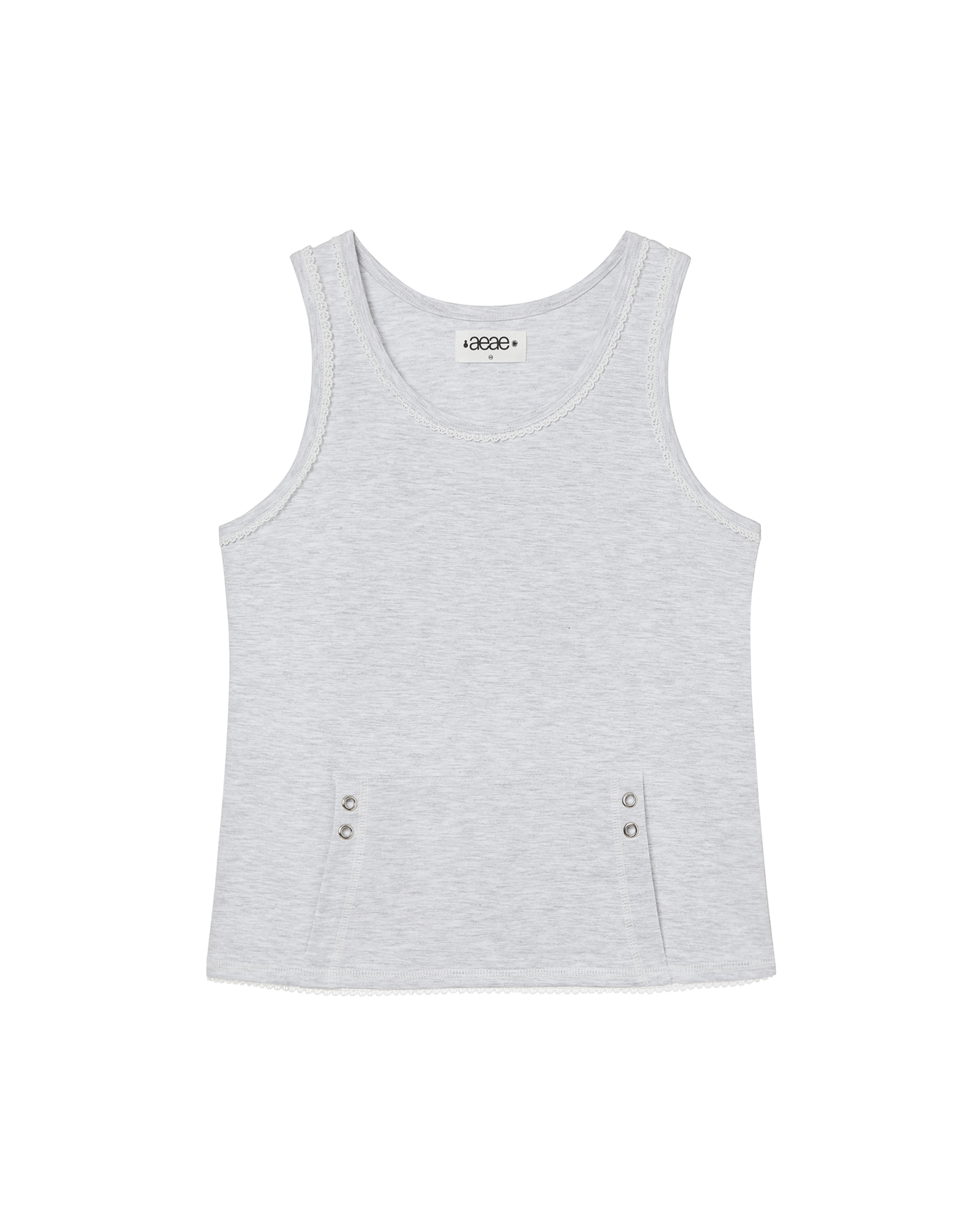 LACE POCKET SLEEVELESS [LIGHT GREY]