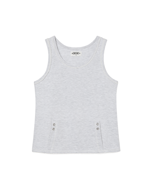 LACE POCKET SLEEVELESS [LIGHT GREY]